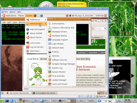 intrepid ibex di openSUSE dengan VirtualBox